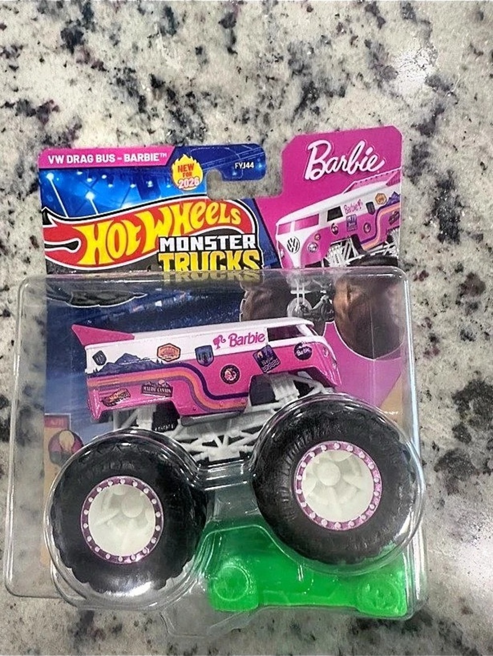 Hot Wheels Monster Trucks Barbie VW drag bus Pink Monster Truck Toy NWT